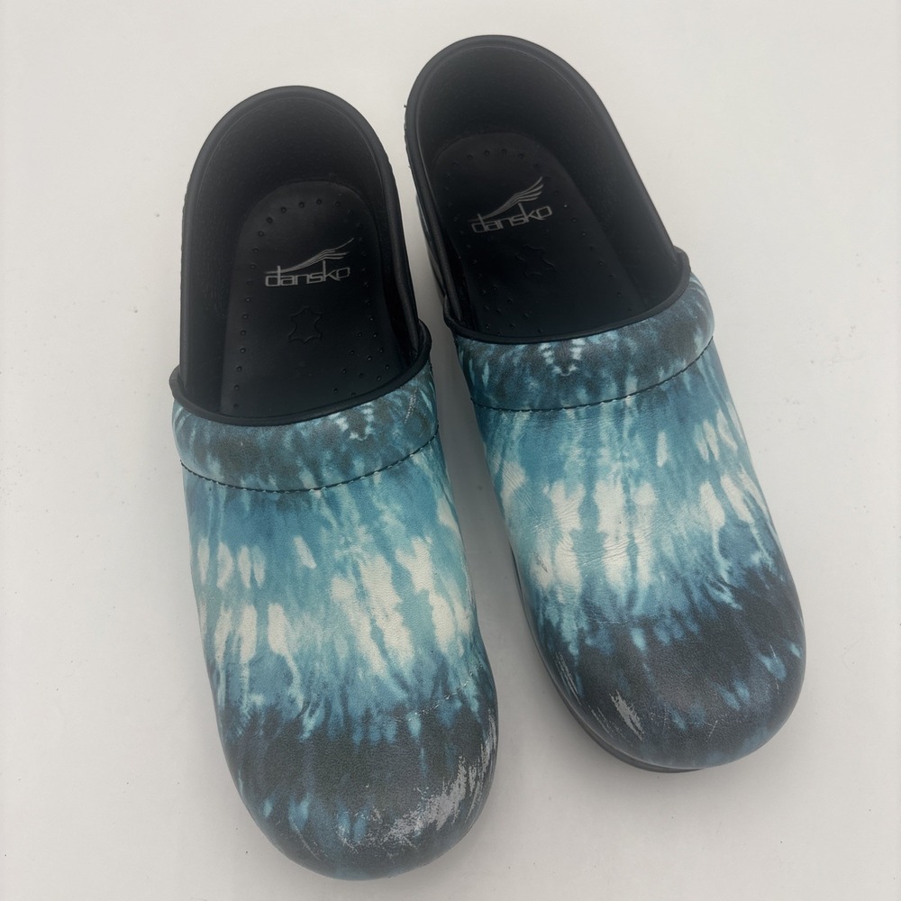 191 Dansko Womens Blue Tie Dye Professional Clogs Size 38 EU  7 7.5 US